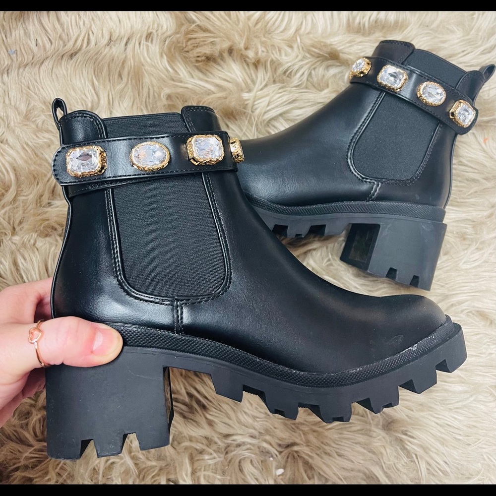 Rhinestone Chelsea Boots